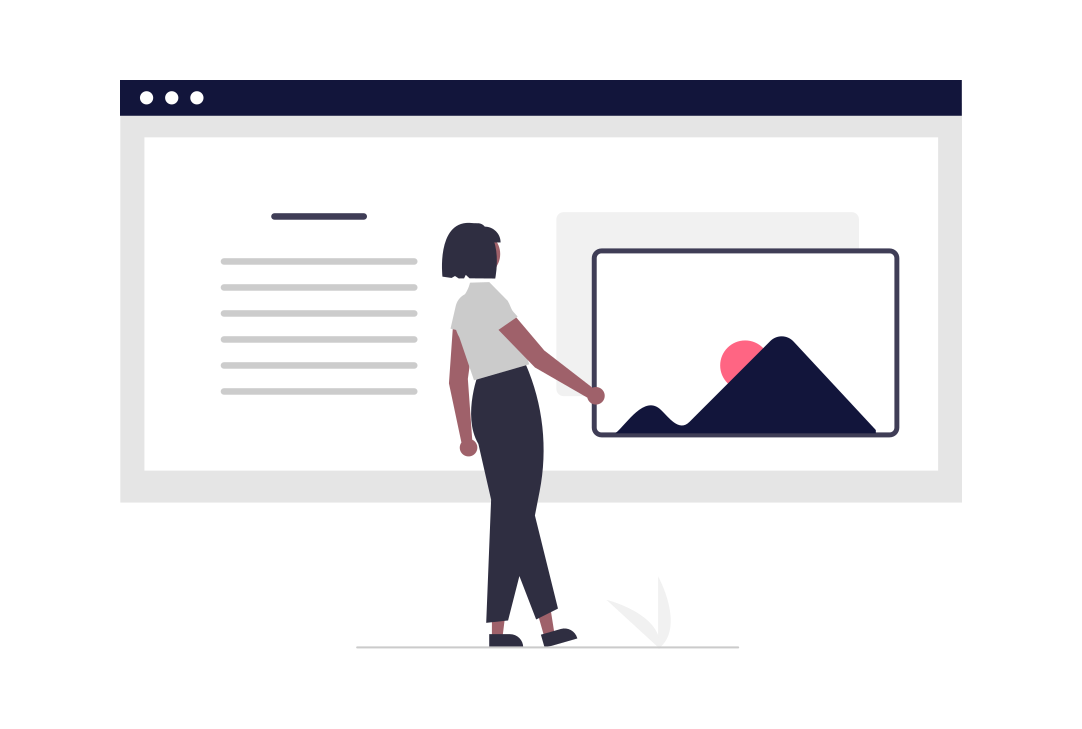 animated woman creating a website